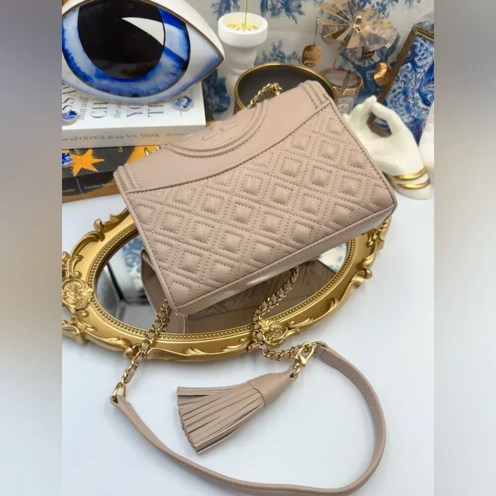 🆕 TORY BURCH 🧿 NWOT Fleming Small Convertible Shoulder Bag, Beige In Bedrock